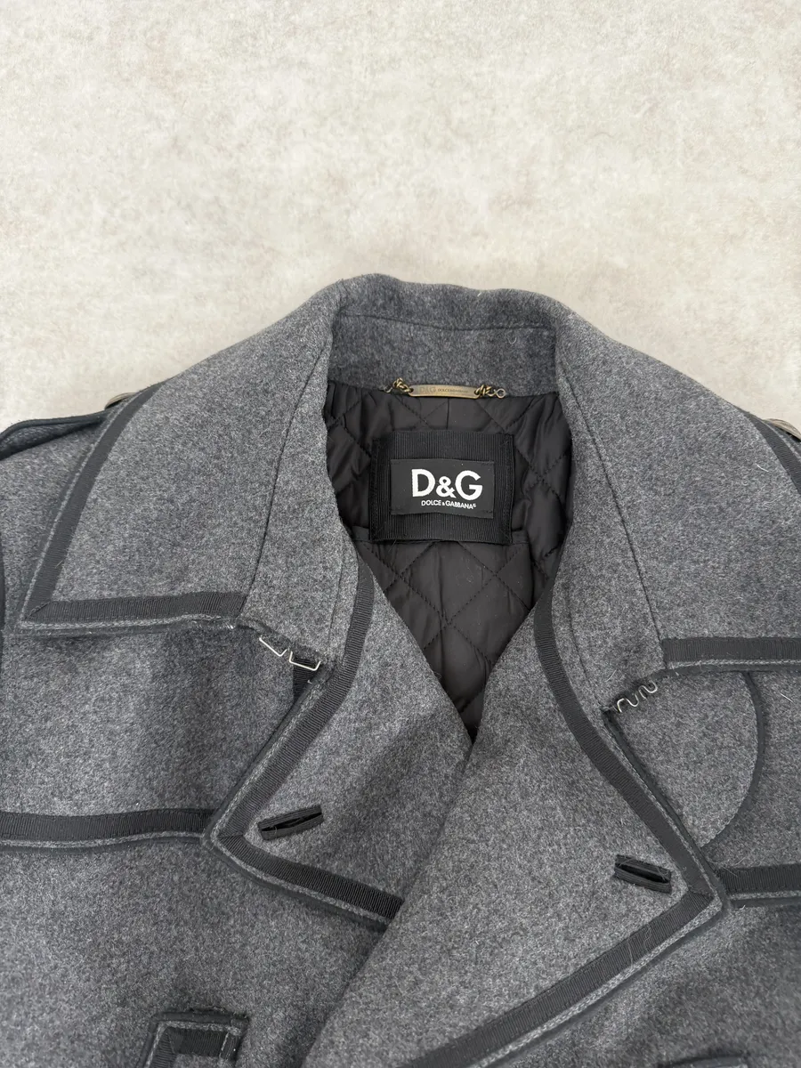 AW2009 Dolce & Gabbana Grey Wool Officer Trench Coat - Image 13
