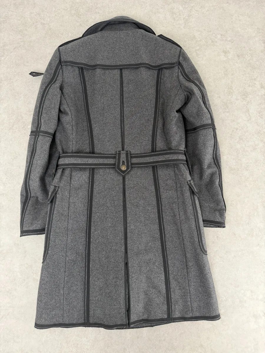 AW2009 Dolce & Gabbana Grey Wool Officer Trench Coat - Image 3