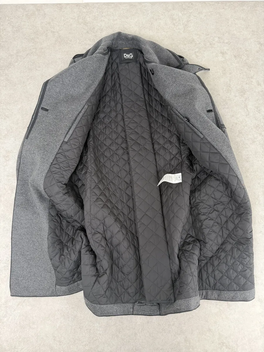 AW2009 Dolce & Gabbana Grey Wool Officer Trench Coat - Image 6