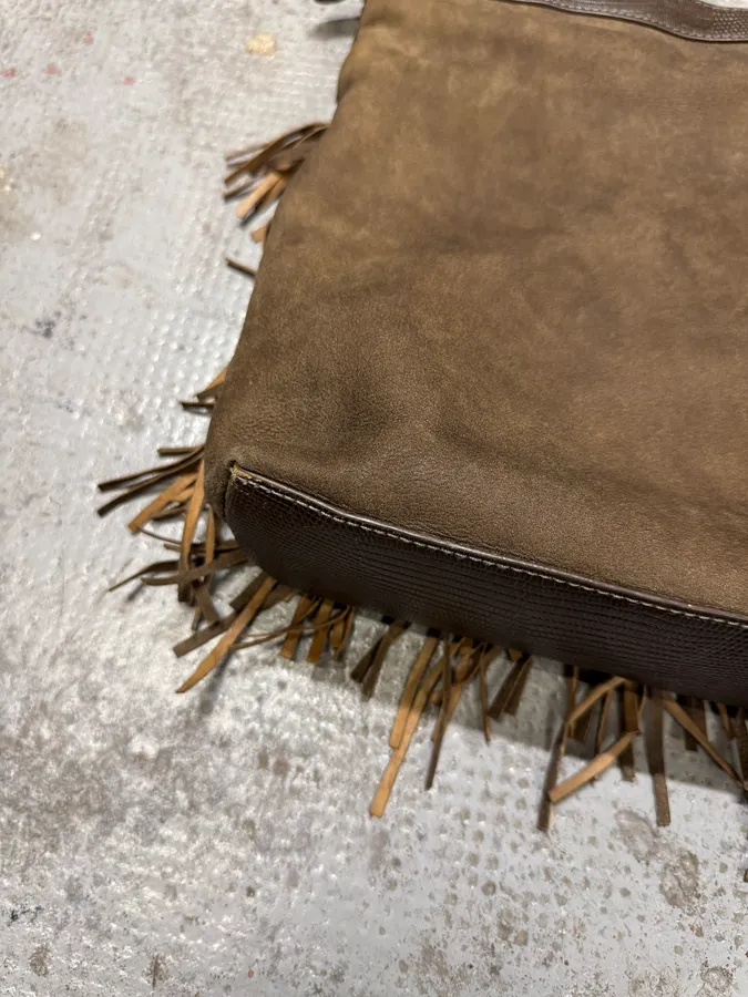 AW2010 Cavalli Fringe Cowboy Brown Leather Handle Bag - Image 5