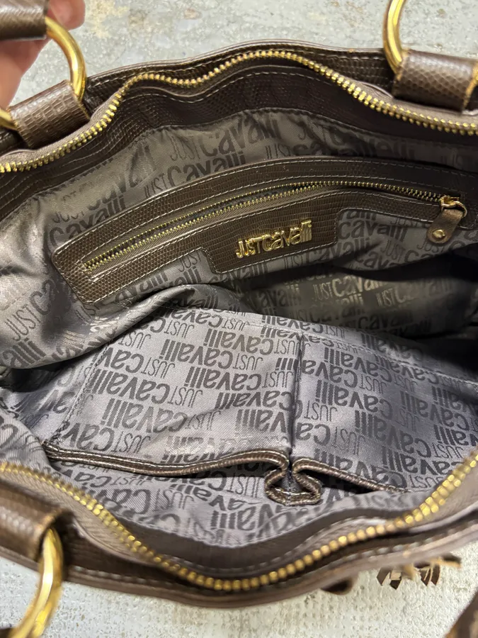 AW2010 Cavalli Fringe Cowboy Brown Leather Handle Bag - Image 8