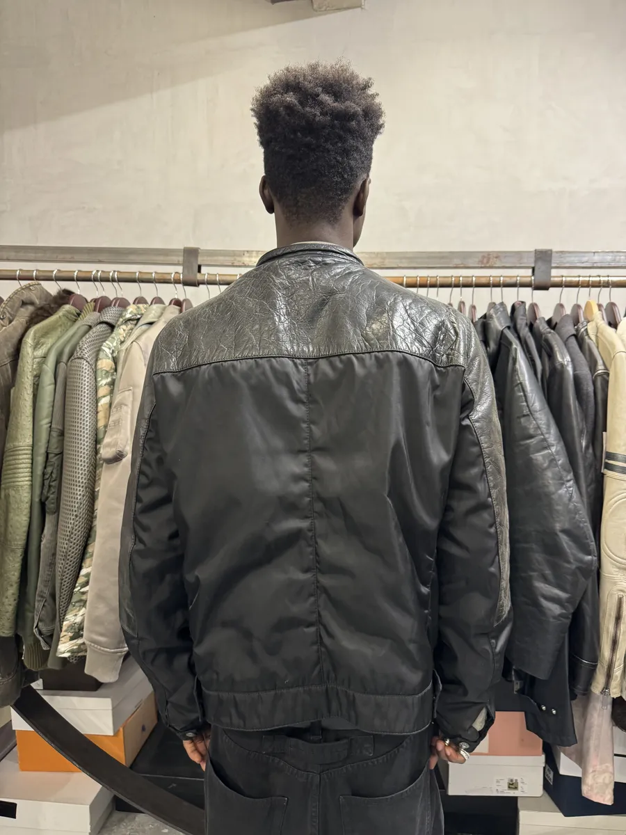 AW2011 Prada Hybrid Leather Black Nylon Jacket - Image 10