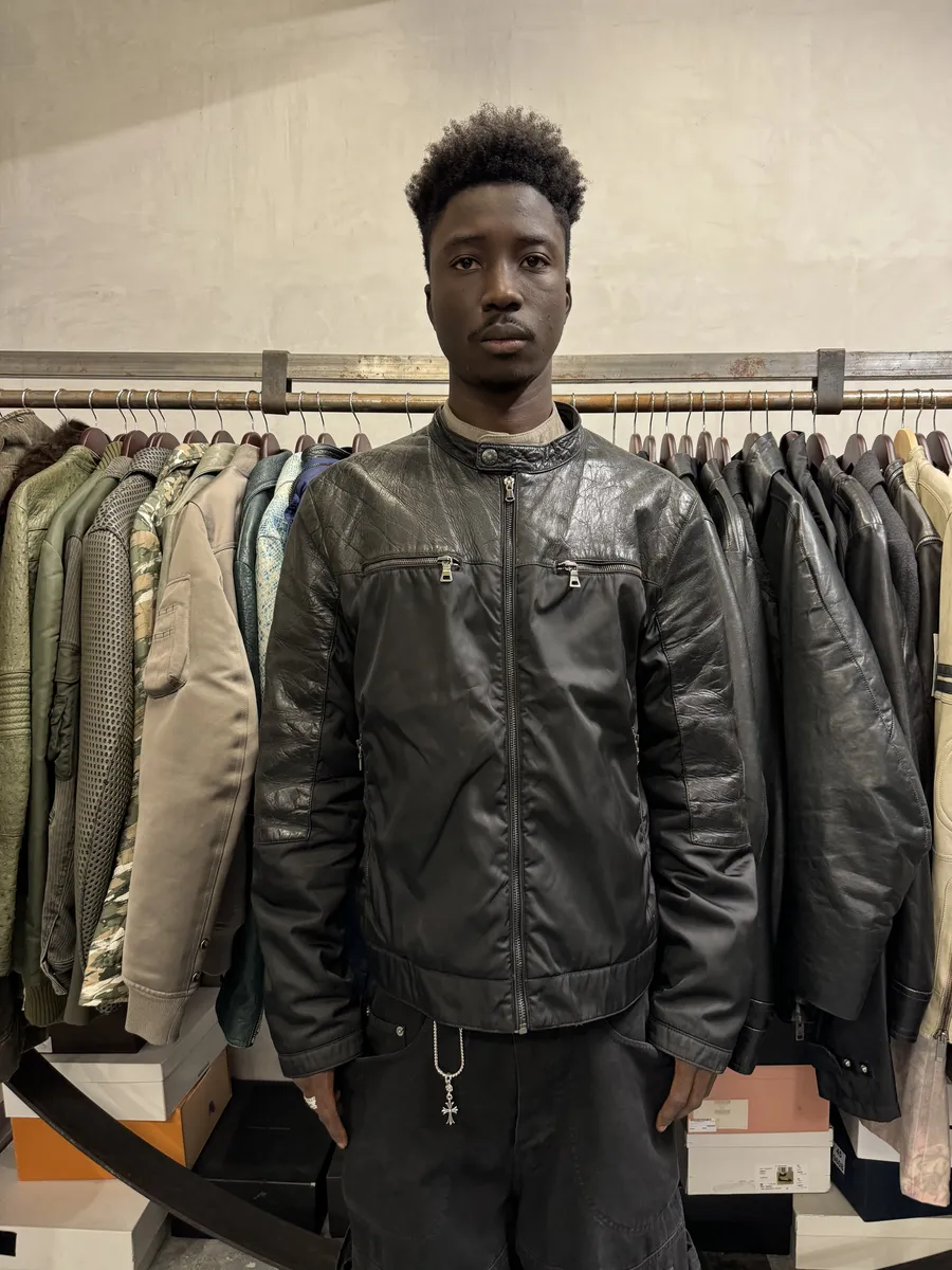 AW2011 Prada Hybrid Leather Black Nylon Jacket - Image 9