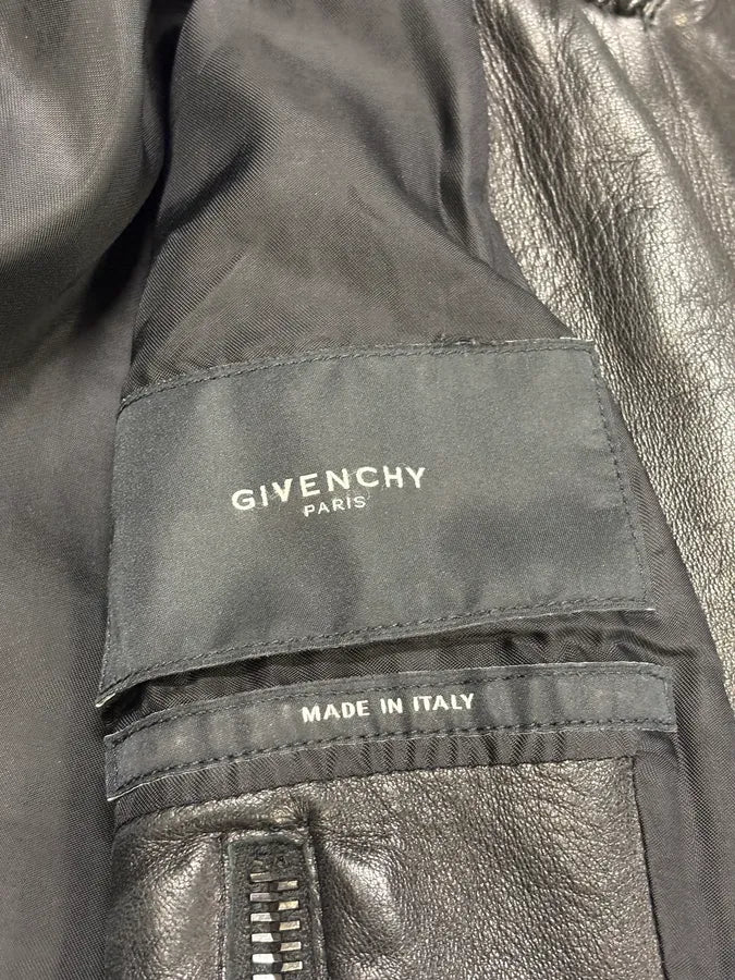 AW2012 Givenchy Black Bomber Zip Leather Jacket - Image 10