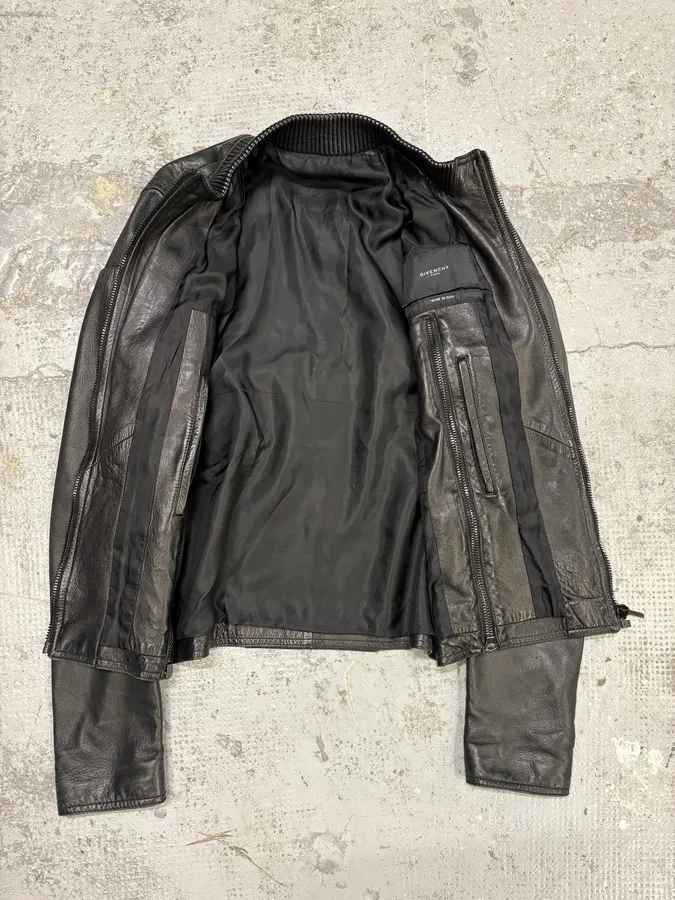 AW2012 Givenchy Black Bomber Zip Leather Jacket - Image 7