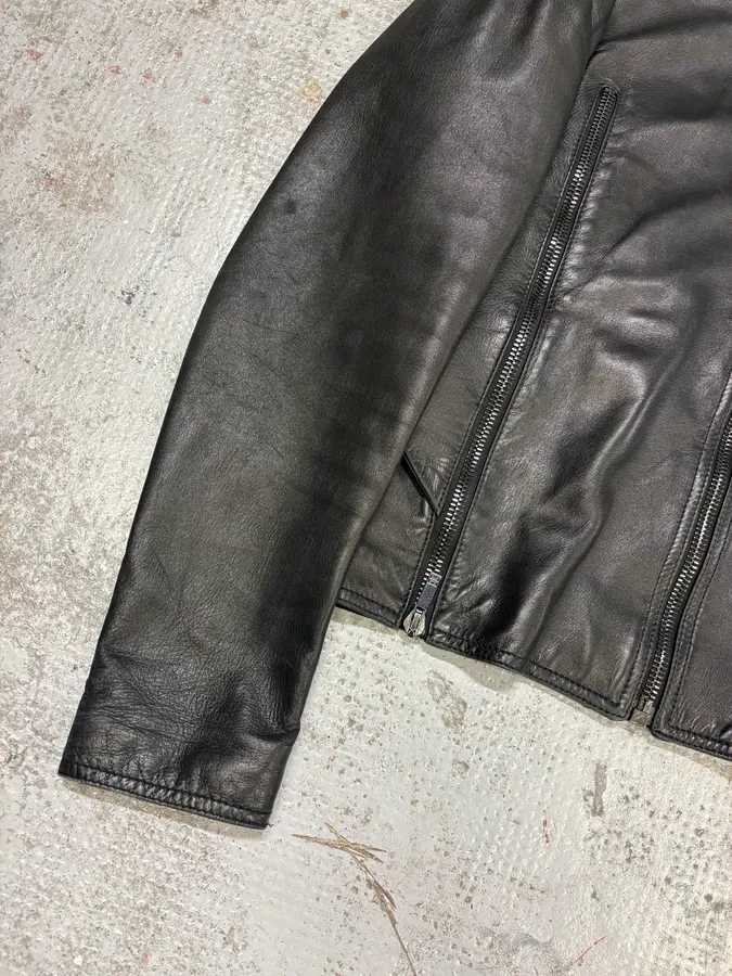 AW2012 Givenchy Black Bomber Zip Leather Jacket - Image 9
