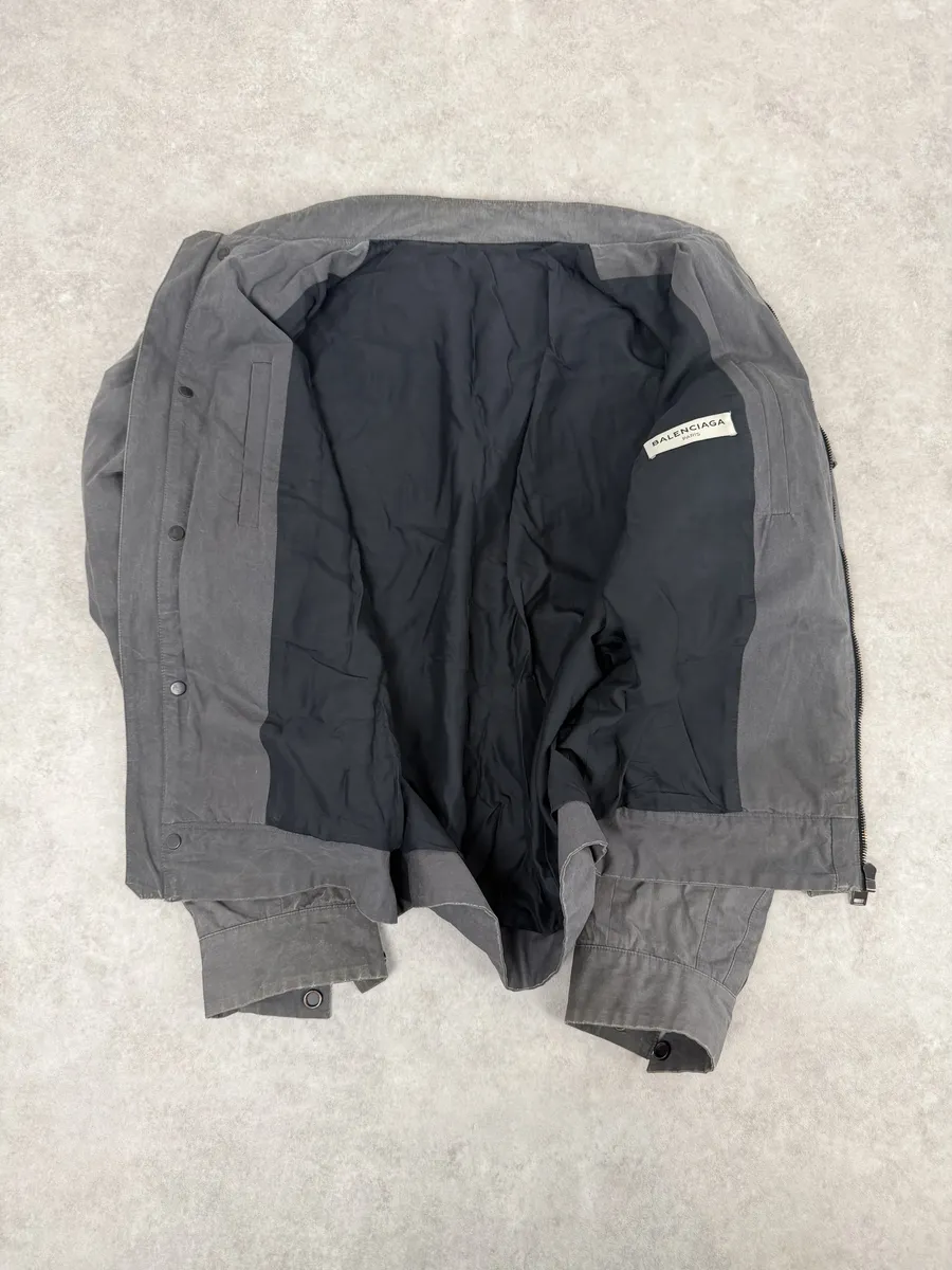 AW2013 Balenciaga Grey Raw Bomber Jacket - Image 11