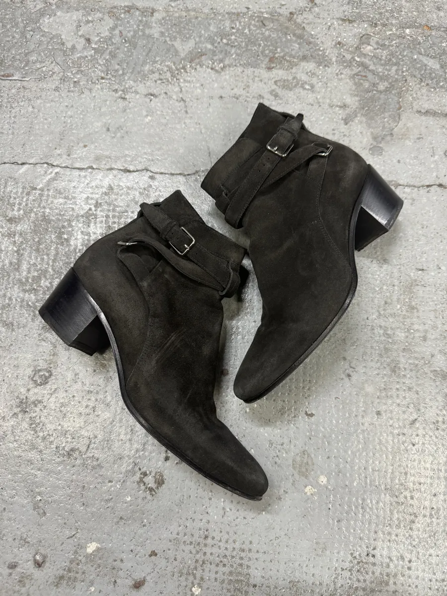 AW2013 Saint Laurent Jodhpur Dark Suede Ankle Boots by Hedi Slimane - Image 3