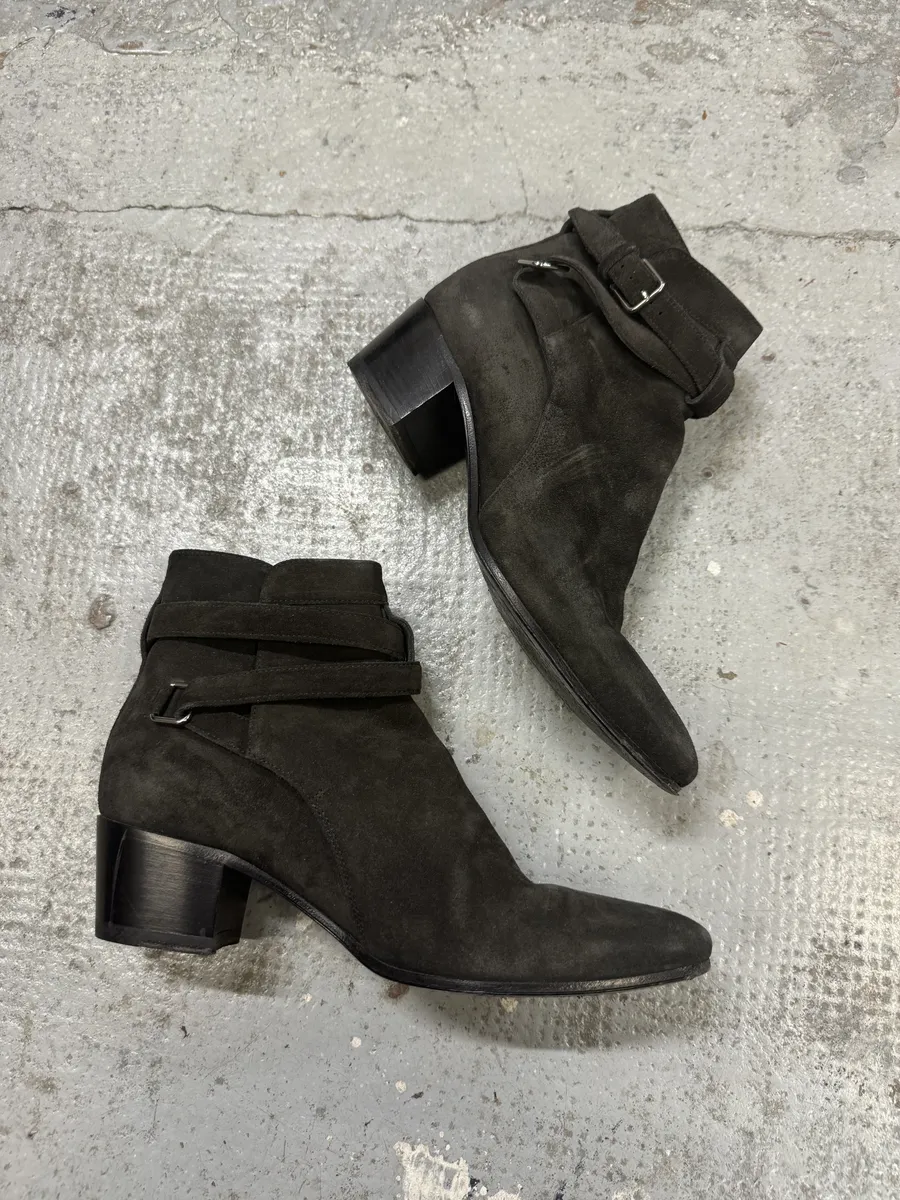 AW2013 Saint Laurent Jodhpur Dark Suede Ankle Boots by Hedi Slimane - Image 4