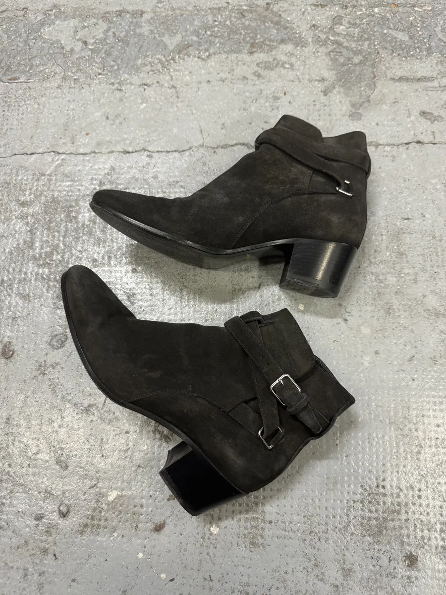 AW2013 Saint Laurent Jodhpur Dark Suede Ankle Boots by Hedi Slimane - Image 5