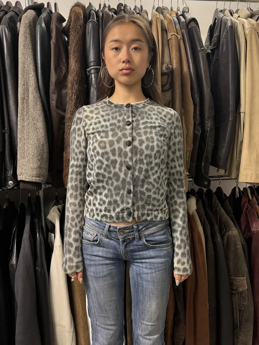 AW2014 Cavalli Green Leopard Cardigan - Image 3