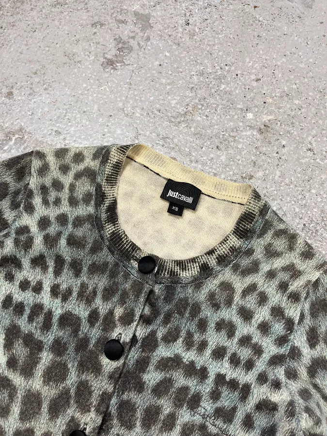 AW2014 Cavalli Green Leopard Cardigan - Image 6