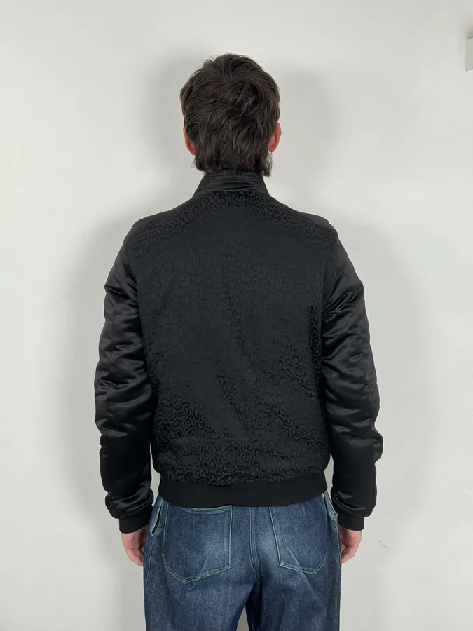 AW2018 Cavalli Black Leopard Bomber Jacket - Image 3