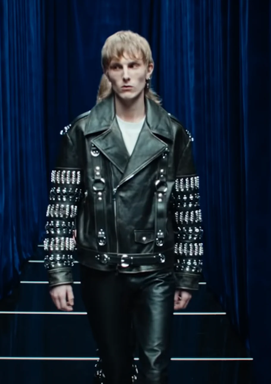 AW2022 Roberto Cavalli Rebellion Metallic Provocative Leather Jacket - Image 3