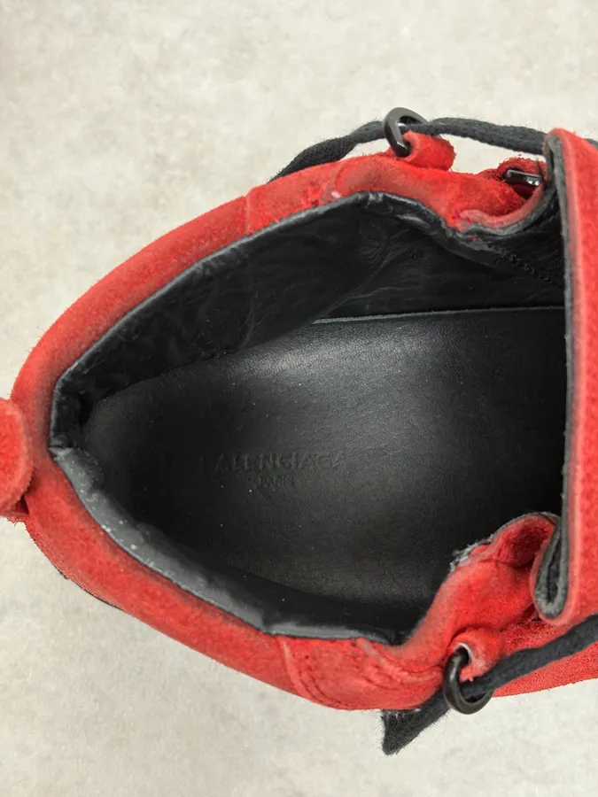 Balenciaga Arena Black & Red Suede Leather High Sneakers - Image 10