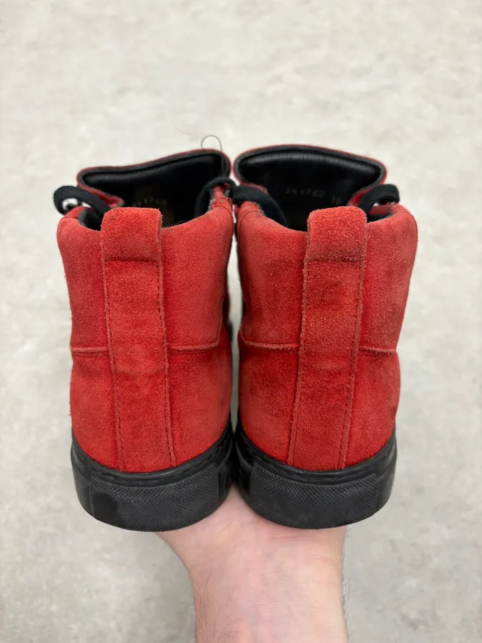 Balenciaga Arena Black & Red Suede Leather High Sneakers - Image 7