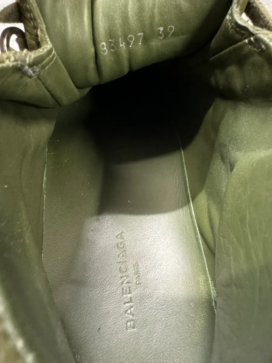 Balenciaga Arena Olive Green High Leather Sneakers - Image 10