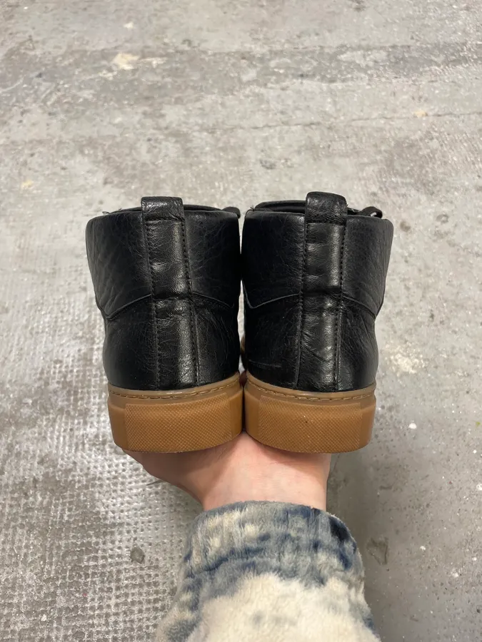 Balenciaga Arena Satin Cracked Leather High Sneakers - Image 8