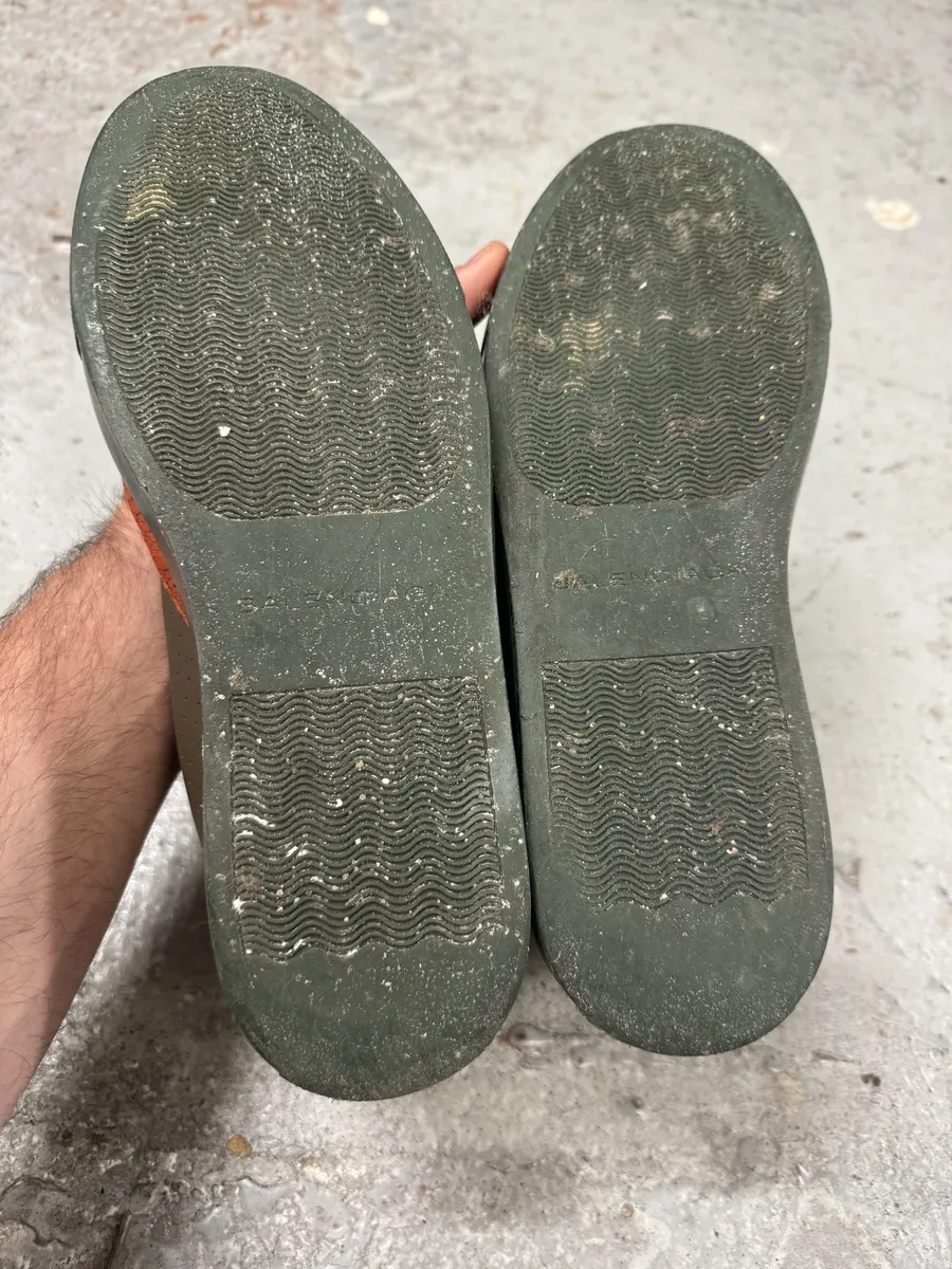 Balenciaga Brown & Orange Leather High Sneakers - Image 6