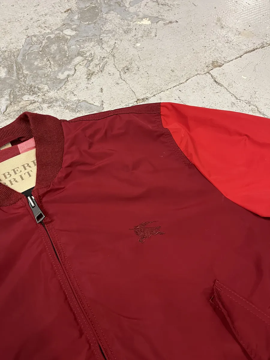 Burberry Two Tones Red Bordeaux Bomber Jacket - Image 10