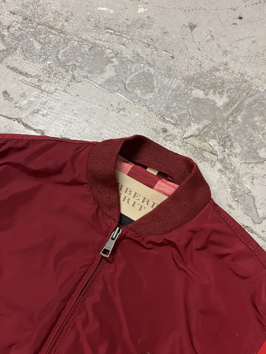 Burberry Two Tones Red Bordeaux Bomber Jacket - Image 12