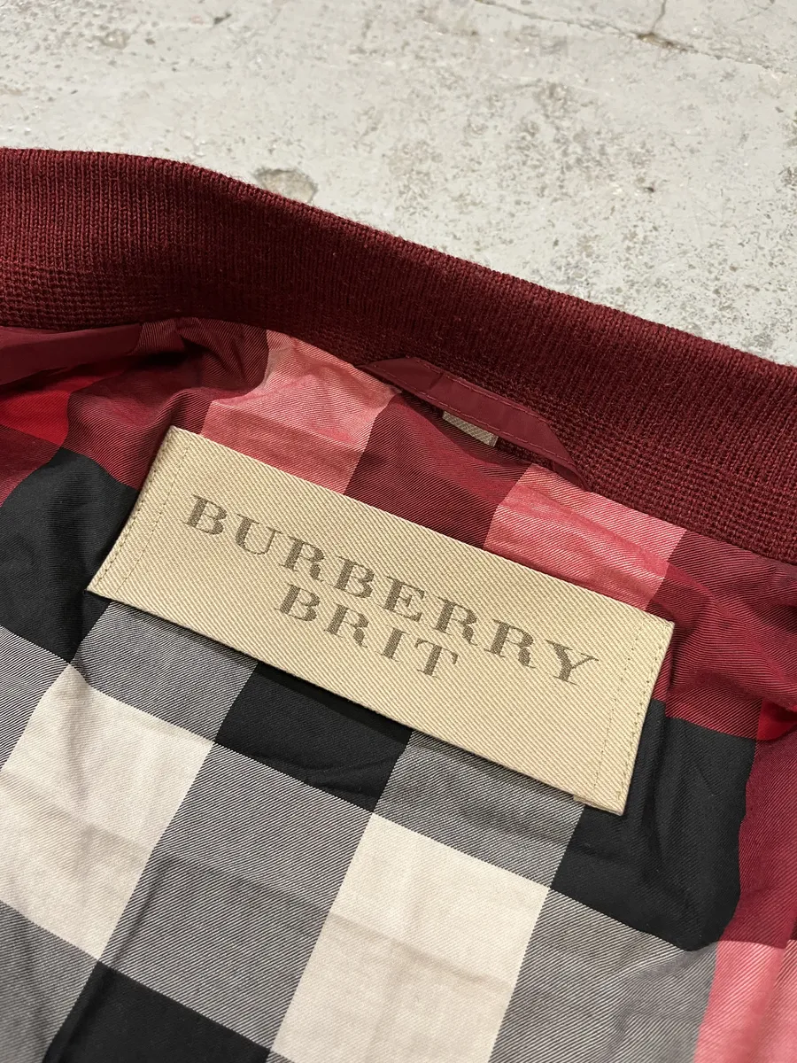 Burberry Two Tones Red Bordeaux Bomber Jacket - Image 8