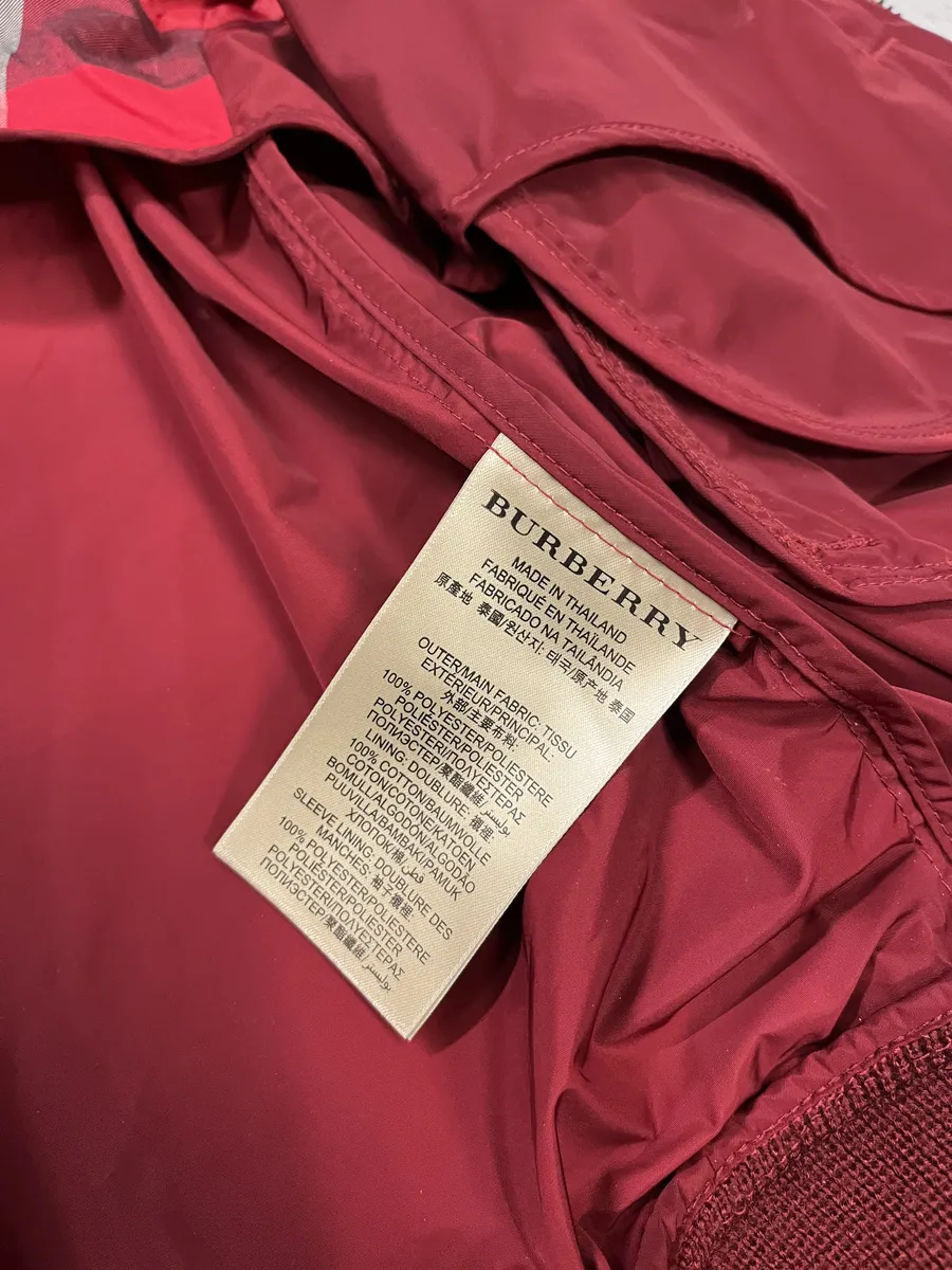 Burberry Two Tones Red Bordeaux Bomber Jacket - Image 9