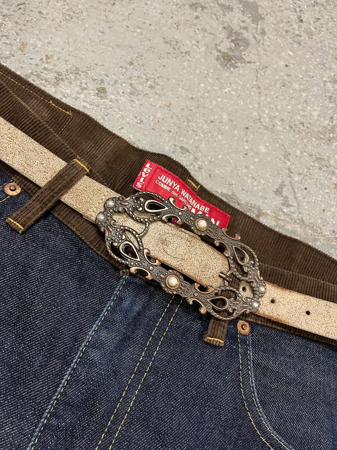 Cavalli Long Metal Ornament Buckle Beige Leathet Belt - Image 3