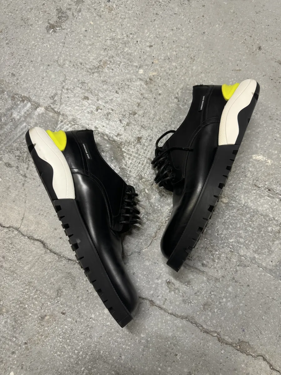 Christian Dior Yellow & Black Derby Leather Shoes by Kim Jones - Image 7