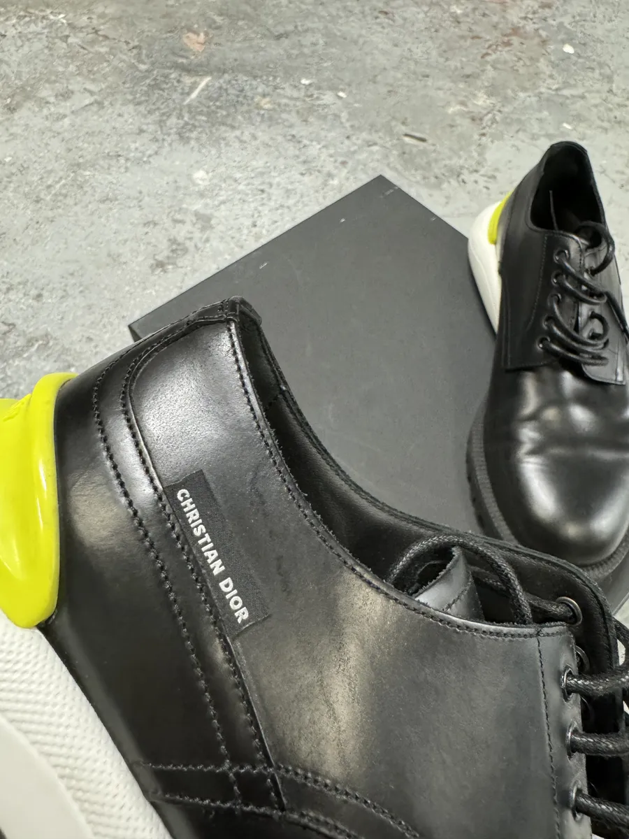 Christian Dior Yellow & Black Derby Leather Shoes by Kim Jones - Image 9