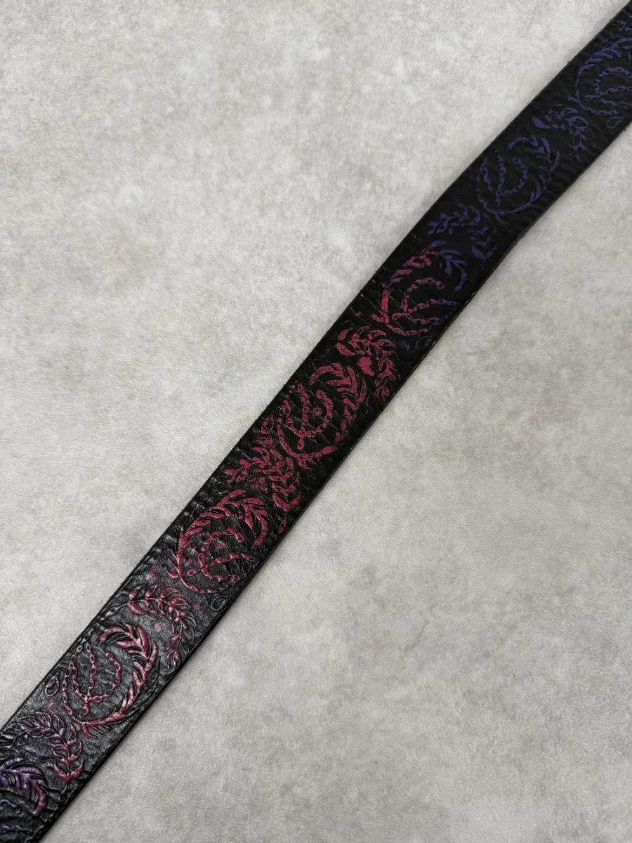 Diesel Black Embroidered Purple & Pink Pattern Belt - Image 8