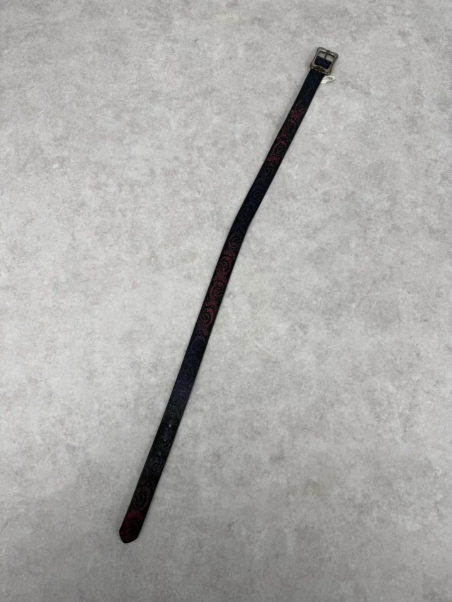 Diesel Black Embroidered Purple & Pink Pattern Belt - Image 9