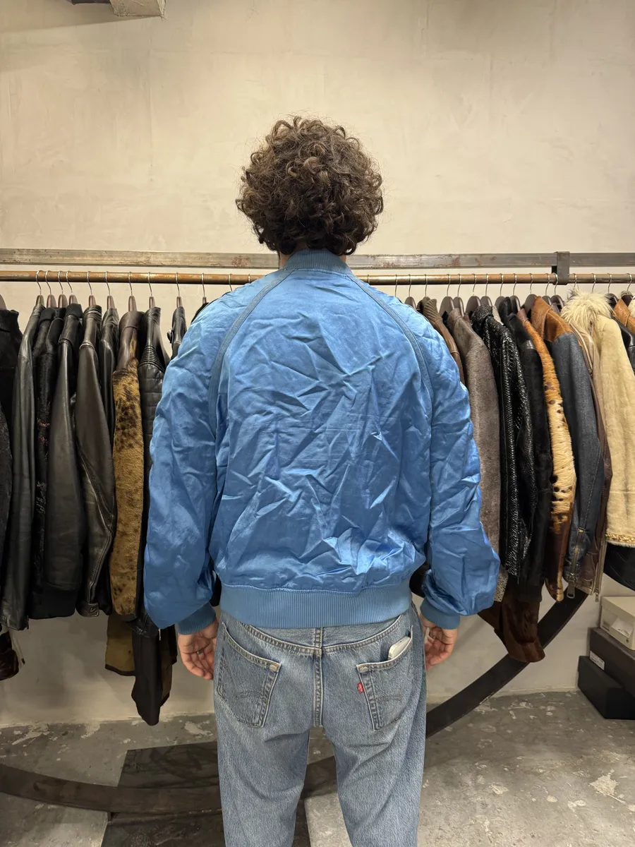 Diesel Blue Satin Relaxed Bomber Jacket - Image 4