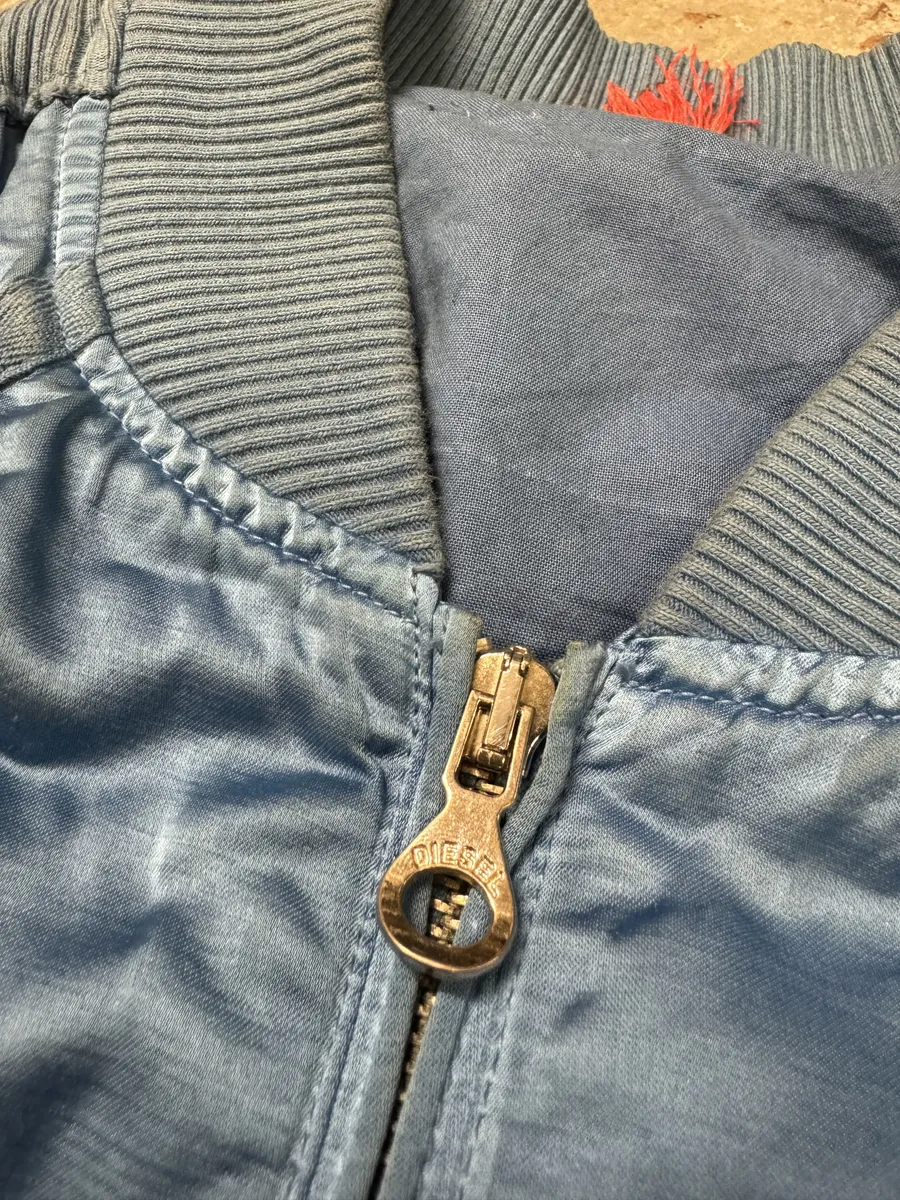 Diesel Blue Satin Relaxed Bomber Jacket - Image 7