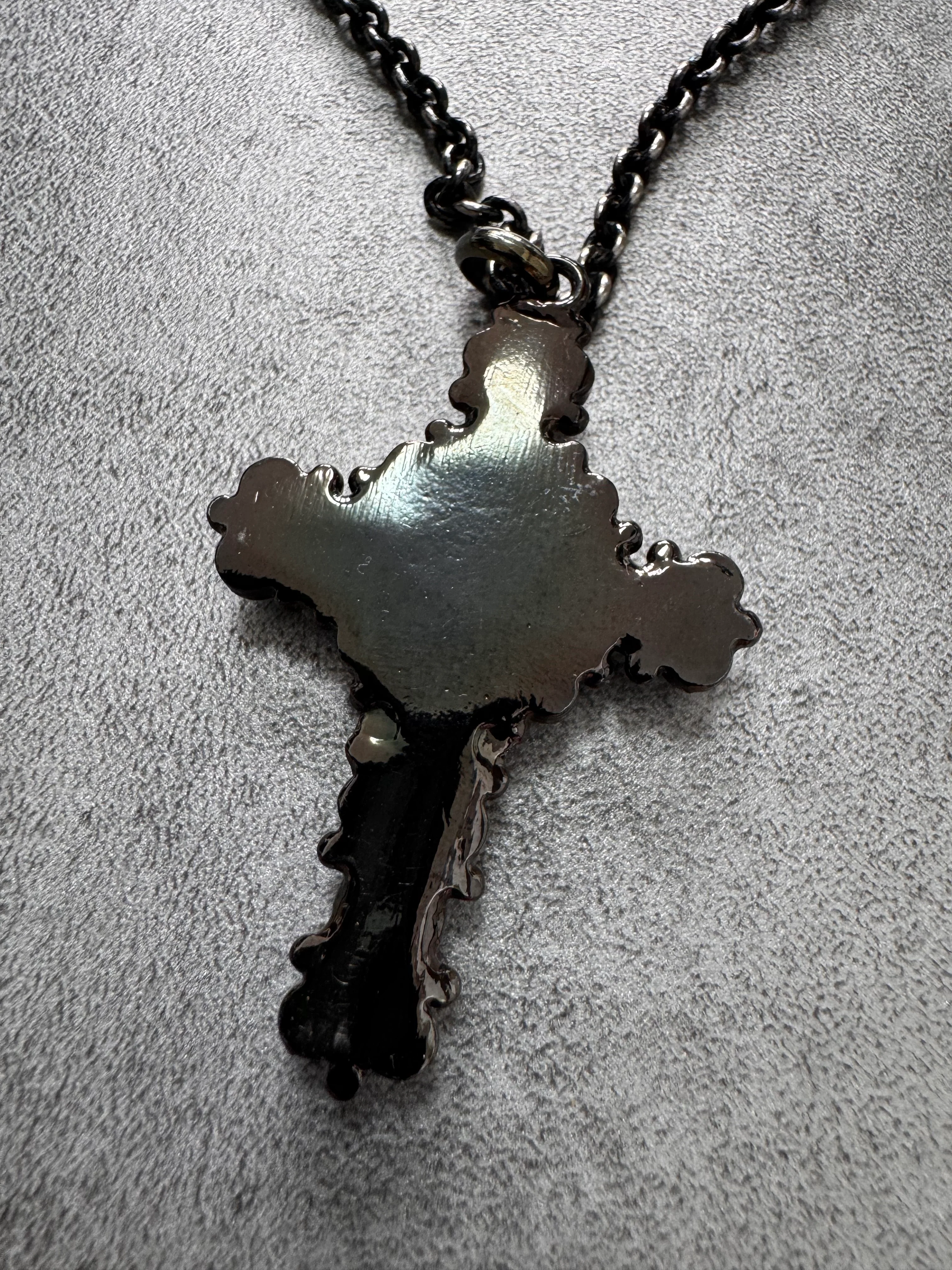 Dolce & Gabbana Water Green Onyx Cross Black Necklace - Image 5