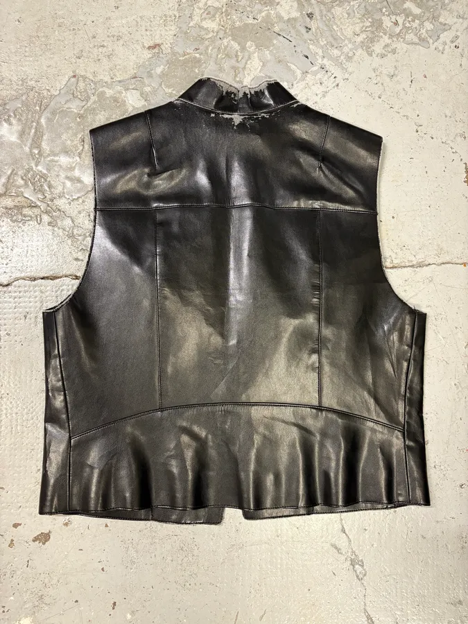 Dries Van Noten Black Leather Sleeveless jacket - Image 6