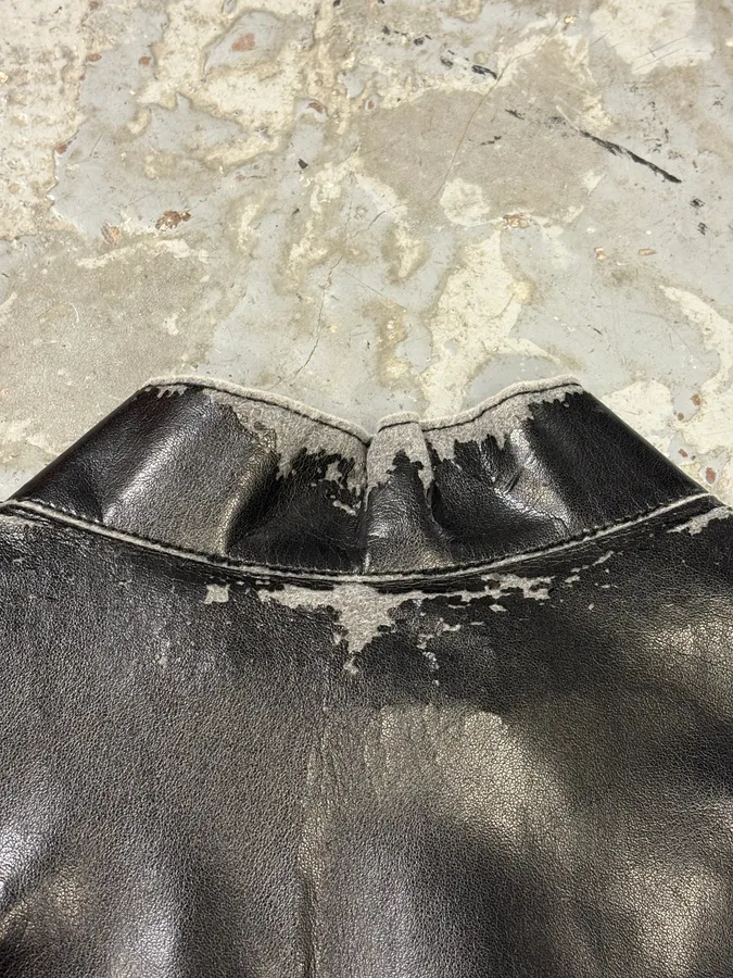 Dries Van Noten Black Leather Sleeveless jacket - Image 8