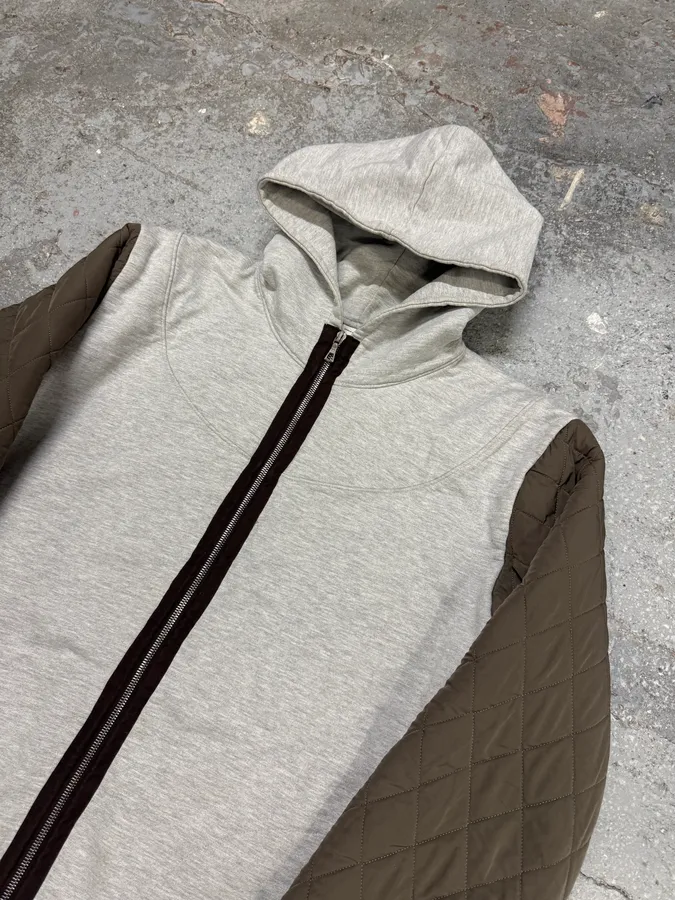 Dries Van Noten Grey Hybrid Puffer Sleeves Zip-up Sweater Jacket - Image 3