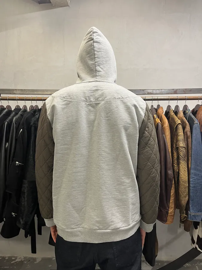 Dries Van Noten Grey Hybrid Puffer Sleeves Zip-up Sweater Jacket - Image 4