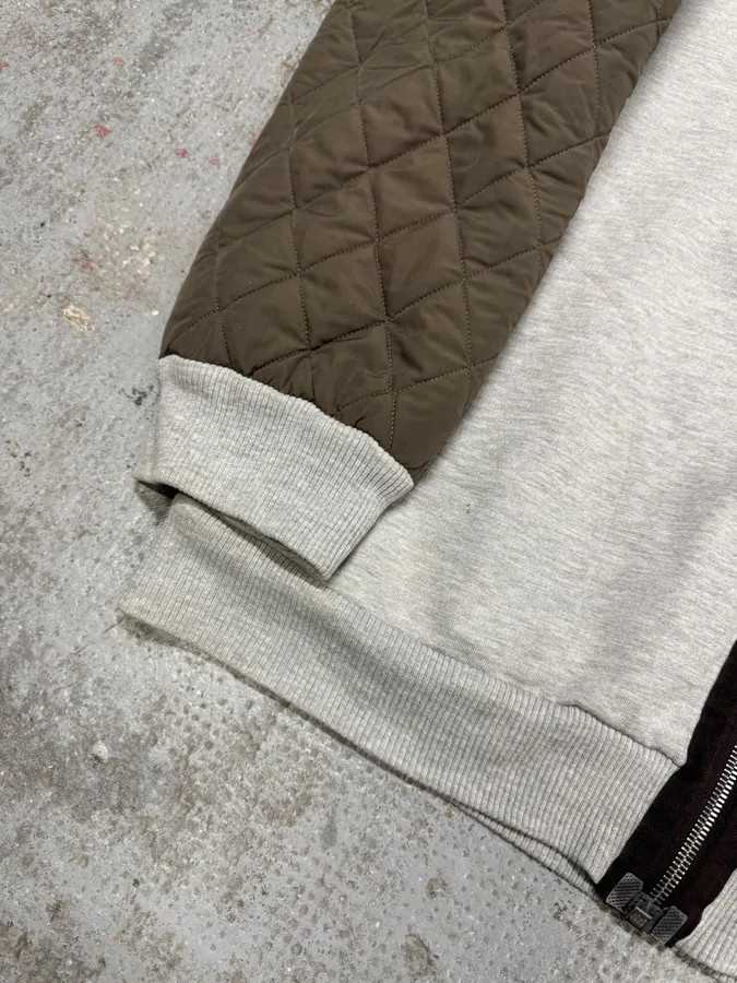 Dries Van Noten Grey Hybrid Puffer Sleeves Zip-up Sweater Jacket - Image 5