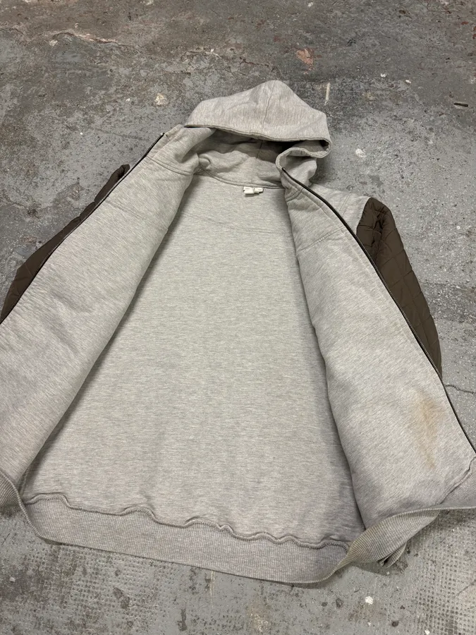 Dries Van Noten Grey Hybrid Puffer Sleeves Zip-up Sweater Jacket - Image 8