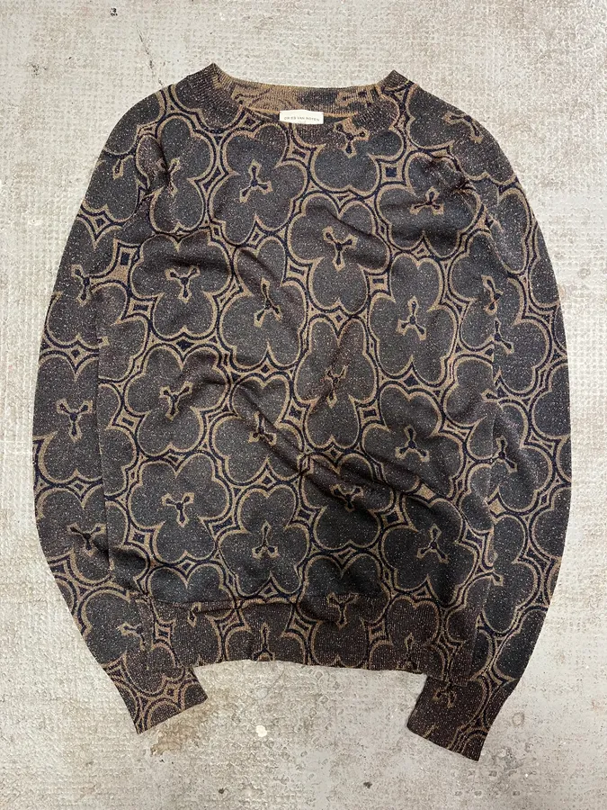 Dries Van Noten Navy Flowers Sweater - Image 5