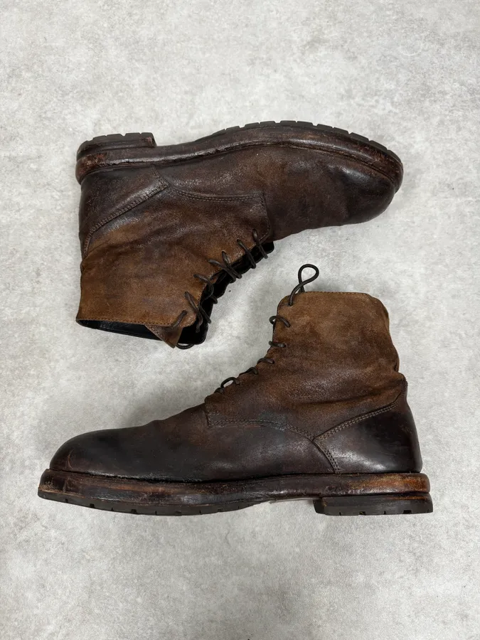 Ernesto Dolani Brown Eroded Suede Leather Boots - Image 3