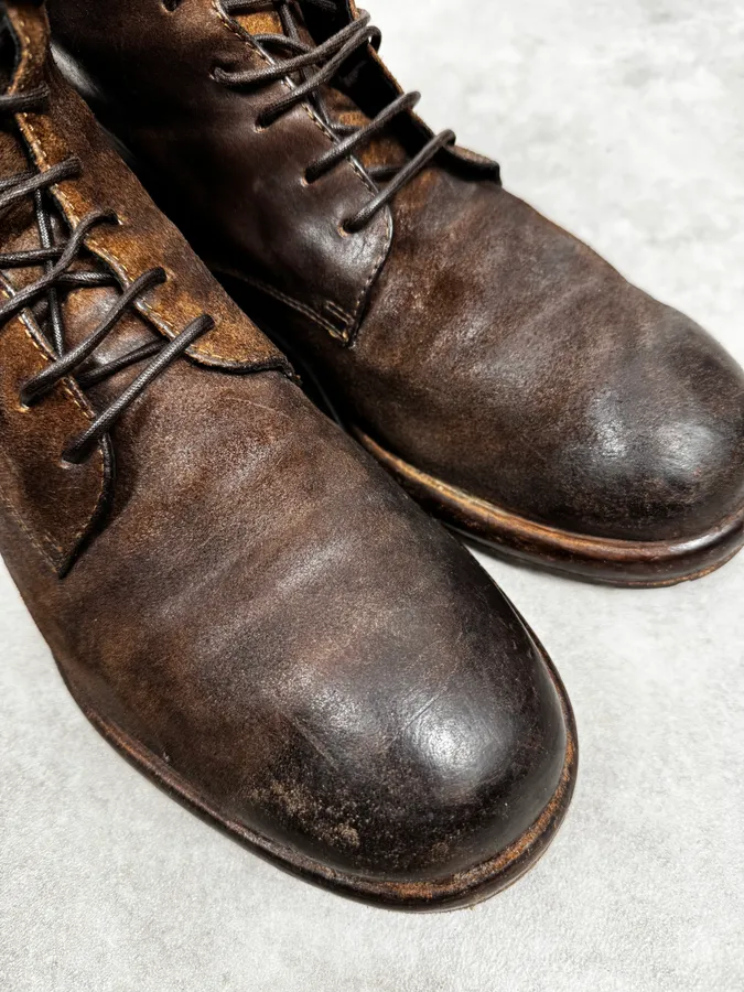 Ernesto Dolani Brown Eroded Suede Leather Boots - Image 5