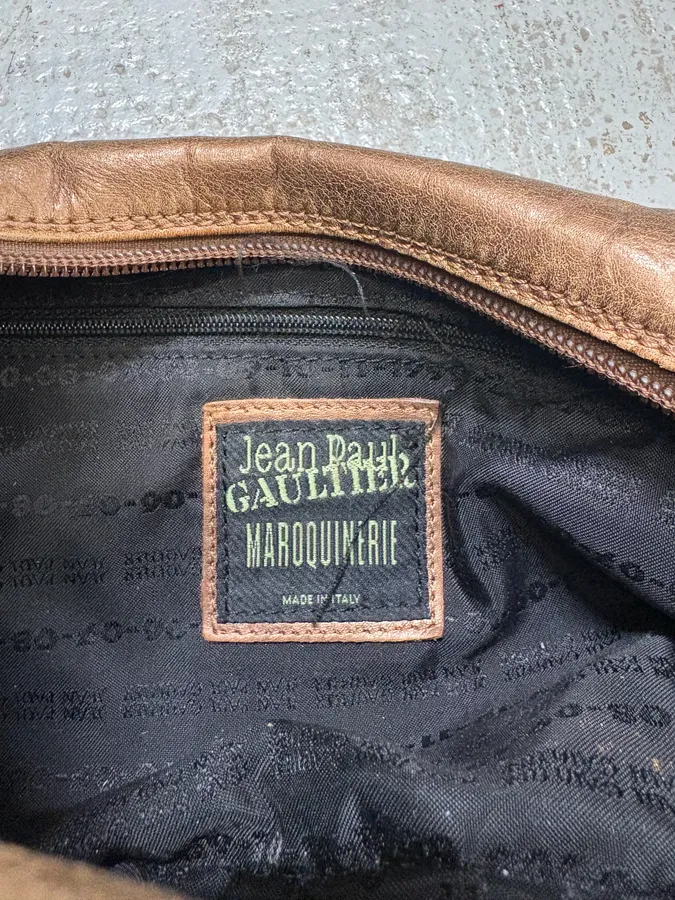 FW1999 Jean Paul Gaultier Marlene Dietrich Golden Brown Leather Bag - Image 8