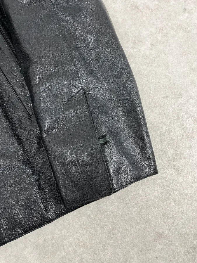 FW1999 Miu Miu Black Premium Leather Buttoned Jacket - Image 10