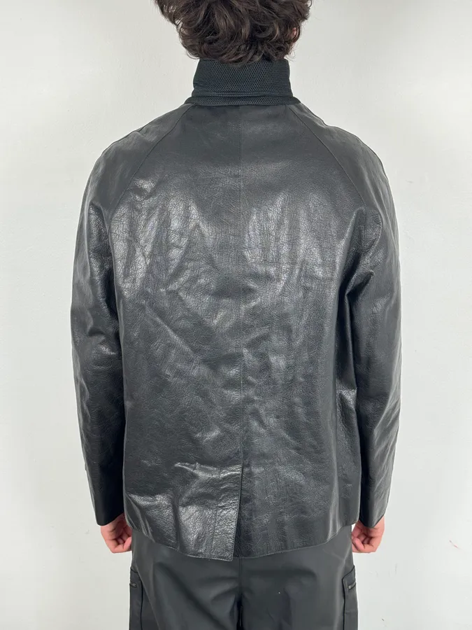 FW1999 Miu Miu Black Premium Leather Buttoned Jacket - Image 3