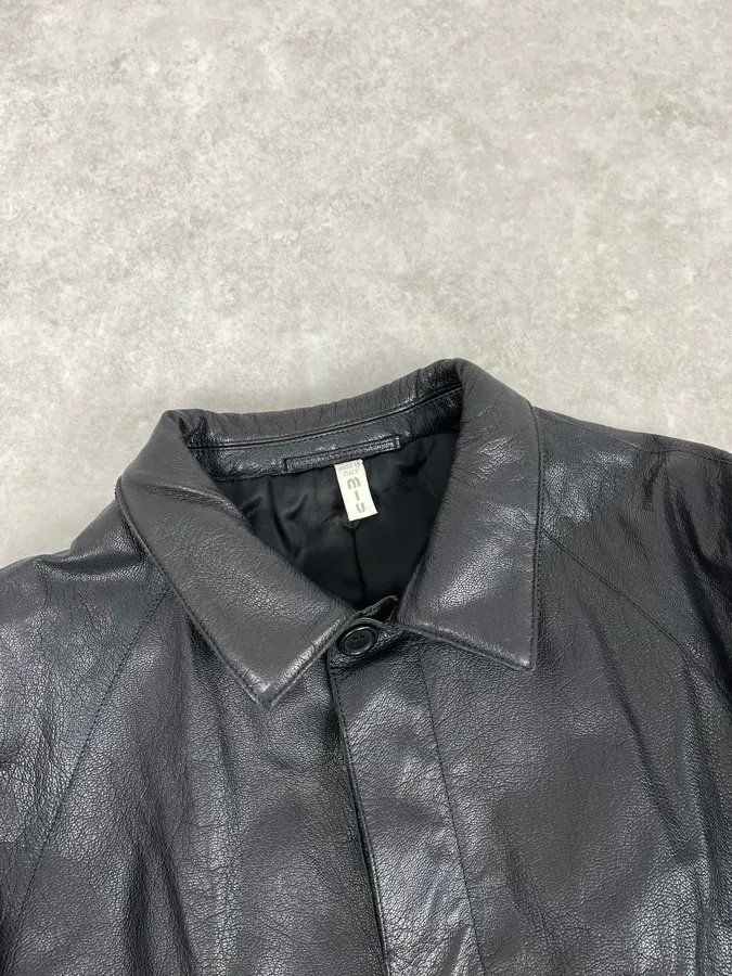 FW1999 Miu Miu Black Premium Leather Buttoned Jacket - Image 5