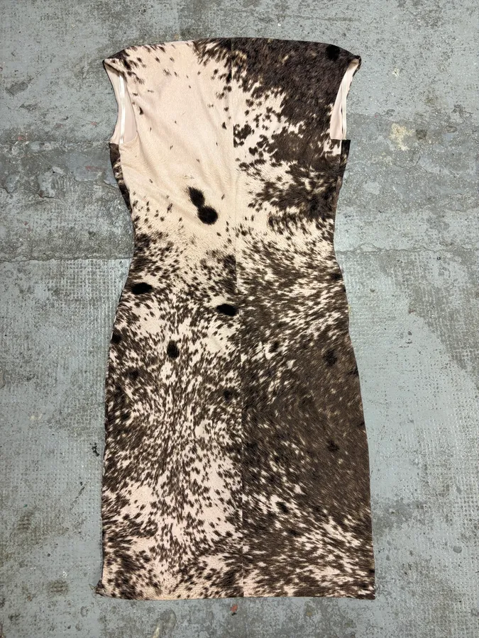 FW1999 Roberto Cavalli Furry Movement Effect Brown Dress - Image 4