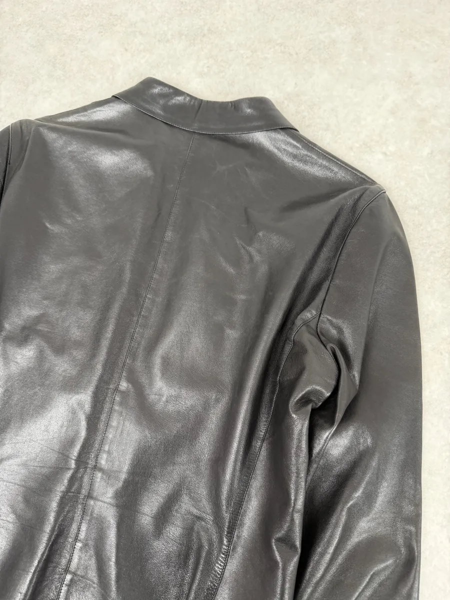 FW2000 Gucci Black Premium Minimalist Leather Jacket - Image 6